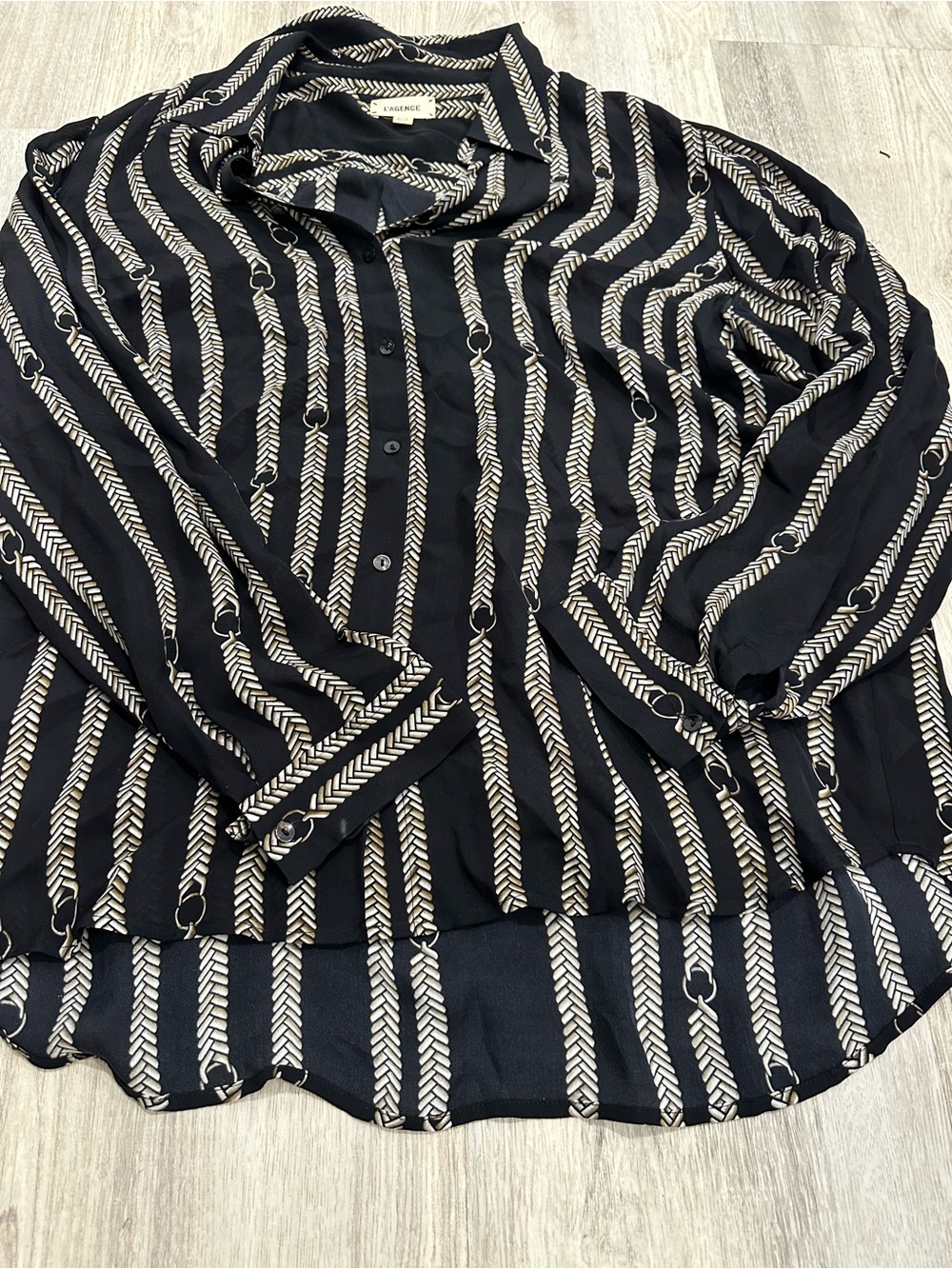 Black Striped Button-Down Shirt - Picture 2 of 4